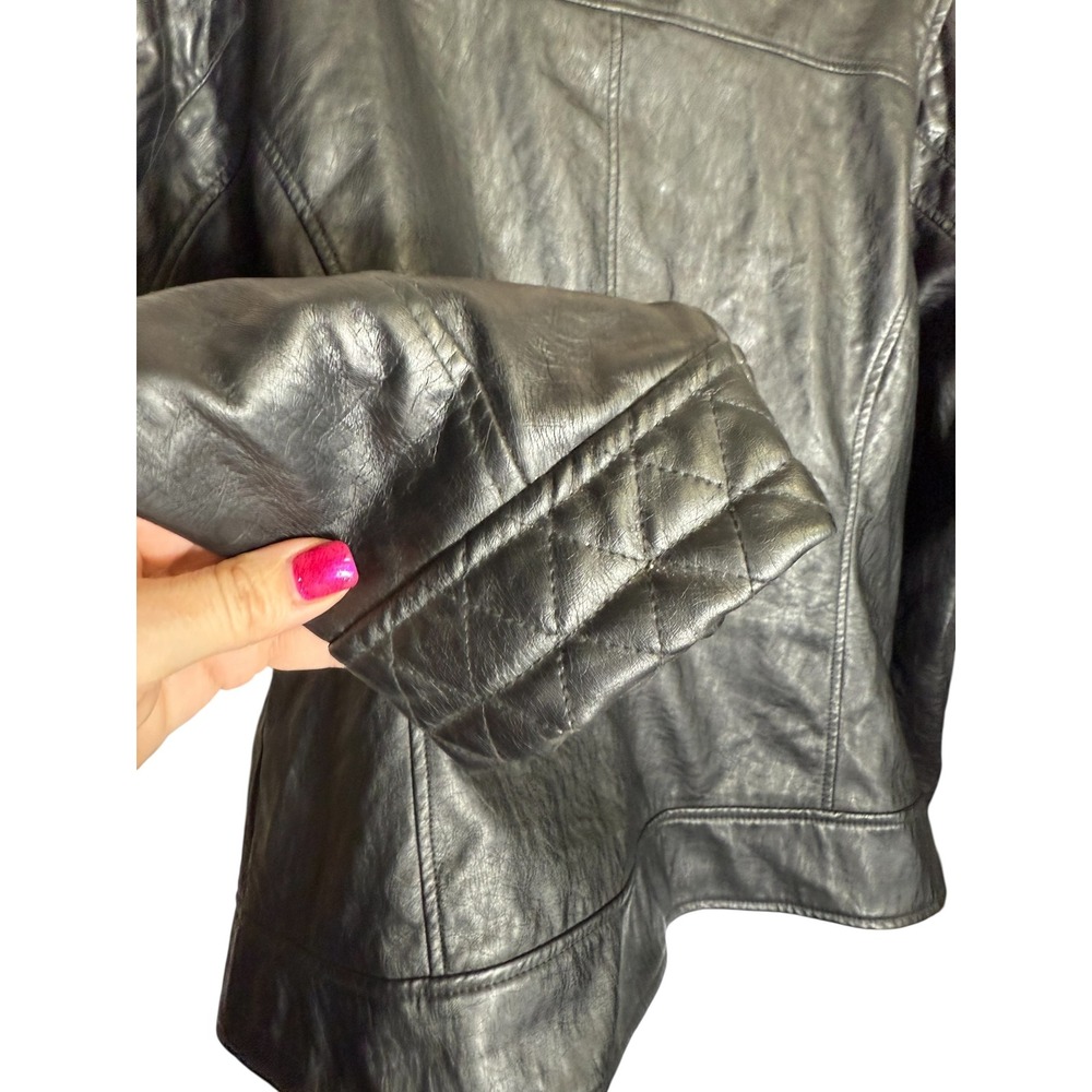 Sabrina Lauren Jacket Size 2X Womens Black Faux Leather PERFECT CONDITION - Picture 8 of 14